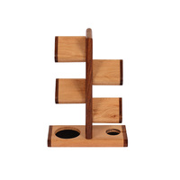 Présentoir à bijoux multi-niveaux en bois, support pour montres et bracelets, organisateur d'accessoires en bois massif, rangement de bureau géométrique