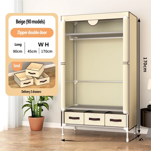 Organizador de Ropa Multifuncional con Estructura de Acero Resistente, Armario Portátil con Puerta de <span class=keywords><strong>Cremallera</strong></span>, Estantes de Tela, Diseño Desmontable para Bolsas - Product Image 5