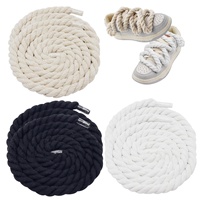 10mm Largeur Blanc Noir Rose Épais Corde Lacets Chunky Twisted Rond Coton Lacets pour AF Sneaker
