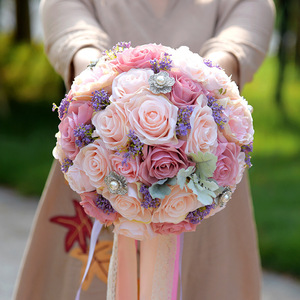 Bouquet de mariée romantique de haute qualité, fleurs respirantes, bouquets de mariage, avec une broche pour décorations de mariage - Product Image 2