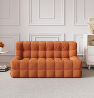 Ensemble de canapés modulaires carrés en tissu moderne, compressés et capitonnés, convertibles/étensibles pour salon