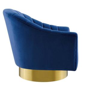 Sillón de terciopelo de alta calidad, Silla giratoria con base de acero inoxidable dorado al mejor <span class=keywords><strong>precio</strong></span>, silla decorativa azul marino para sala de estar para eventos - Product Image 4