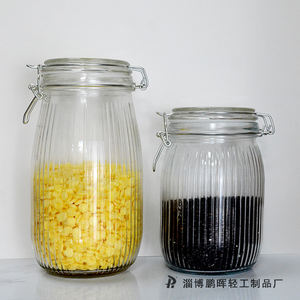 Gran oferta, juego de tarros de almacenamiento herméticos de vidrio transparente, contenedor de alimentos <span class=keywords><strong>con</strong></span> tapa de bloqueo de Clip de Metal para encurtidos, harina de avena, té de <span class=keywords><strong>cereales</strong></span> - Product Image 1