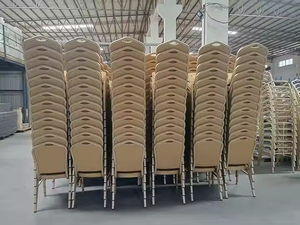 Chaise en alliage d'aluminium de luxe à cadre doré marron de haute qualité siège souple pour chaise de dîner de banquet - Product Image 5