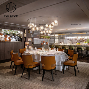 Diseño moderno de cuero naranja muebles de hotel al por mayor de comida rápida restaurante Mesa silla conjunto para cafetería USO COMERCIAL - Product Image 4