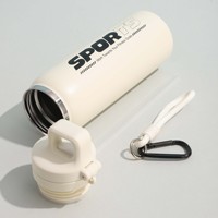 Bouteille isotherme de sport et cyclisme 20oz en acier inoxydable 316 à double paroi avec couvercle à paille à ouverture rapide et mousqueton de suspension