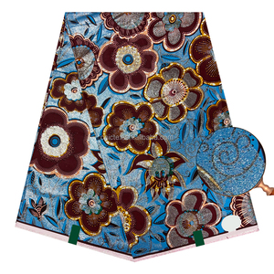 Nouveau Modèle 100 % Coton Batik Dobby Imprimés Wax Dorés Hollandais <span class=keywords><strong>Pagne</strong></span> Africain 6 Yards, Tissu pour <span class=keywords><strong>Pagne</strong></span> & Sac pour Fille & Garçon - Product Image 4