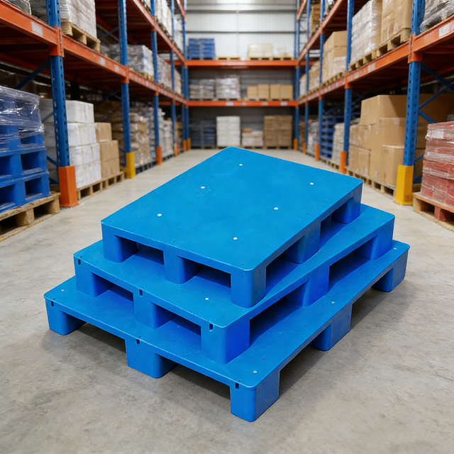 9 Feet Flat Plastic Pallet 600*400*115mm Durable Heavy Duty Square Single Faced Storage Cheap Large Pallets