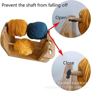 Wooden Yarn Rack Double Shaft Solid Wood <b>Knitting</b> <b>Wool</b> <b>Holder</b> With Scissor Storage Desktop Organizer - Product Image 3
