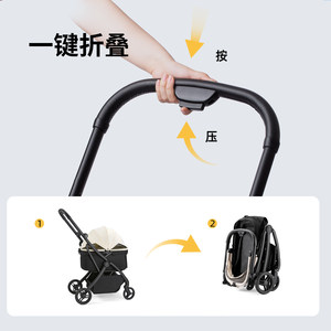 Carrito de Transporte para Mascotas con 4 Ruedas, Color Negro, con Toldo, para Animales Pequeños, Gatos, Perros, Viajes al Aire Libre - Product Image 5