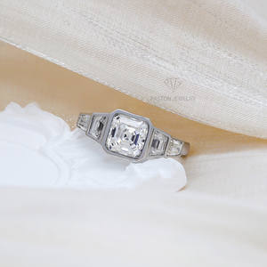 Anelli di Gioielleria Fine Personalizzati Paston, Anello Moissanite Asscher 6*6mm 1ct con Certificato GRA, Anelli di Fidanzamento per Donne - Product Image 1