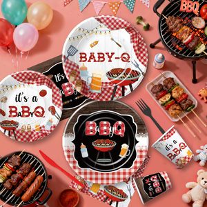 Set de Decoración para Baby Shower Baby <span class=keywords><strong>Q</strong></span>, Platos de Papel, Vasos, Servilletas, Mantel, Fondo, Espirales, Pancarta, Globos, Adornos para Pasteles, Cubiertos, Decoración con Pajitas - Product Image 3