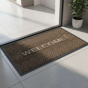 High Quality Modern Indoor/Outdoor Non Slip <strong>Puzzle</strong> Pattern Rubber Door Mats Washable Welcome Rug Cushioned for Office Outdoor - Product Image 1