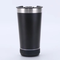 Gobelets de haut-parleur de bière isolés sous vide en acier inoxydable de 16oz avec ouvre-tasse à boire intelligente sans fil tasse à café de musique de haut-parleur