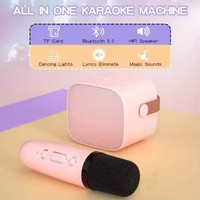 Boombox mikrofon Mini nirkabel anak-anak, Speaker kecil portabel luar ruangan Karaoke Audio pesta musik