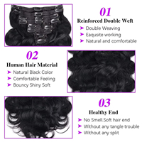 Extensions de cheveux humains Body Wave pour femmes noires, cheveux brésiliens noirs naturels, clip-in Body Wave, postiches, 8 pièces/ensemble