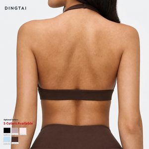 Reggiseno sportivo da donna con scollo all'americana e scollatura profonda a V, effetto seconda pelle, schiena scoperta, imbottiture rimovibili, asciugatura rapida, traspirante, per allenamento in palestra, certificato GCC - Product Image 2