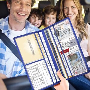 Portadocumentos de Cuero PU Personalizado <span class=keywords><strong>para</strong></span> Tarjetas de Registro y <span class=keywords><strong>Seguro</strong></span> de Automóviles, Organizador de Documentos Elegante <span class=keywords><strong>para</strong></span> la Guantera del Vehículo - Product Image 3