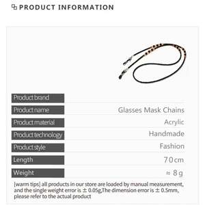 Cordon de lunettes de soleil en perles noires pour femmes, chaîne de cou en perles acryliques et cristaux, vente en gros - Product Image 6