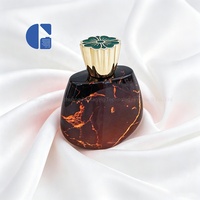 Flacon de parfum en verre unique à motif marbré de luxe, revêtement personnalisé, flacon de parfum vide, OEM ODM, conteneur cosmétique pour parfum