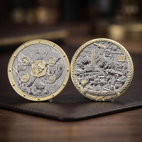 Op maat gemaakte herdenkingsmunt van metaal, tweekleurig verguld en verzilverd, 3D diepe reliëfembossing, zinklegering, voor souvenirs