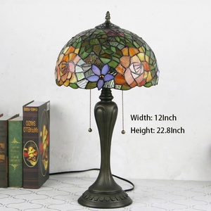 LongHuiJing 12Inch Handmade LED Tiffany Style Stained Glass Dome Desk <b>Lamp</b> E26 <b>Base</b> Simple Flexible AC Study Bedroom Decoration - Product Image 3