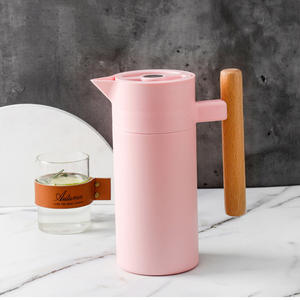 Carafe à café thermique à double paroi en acier inoxydable, isolée sous vide, avec couvercle à bouton-poussoir, poignée en <span class=keywords><strong>bois</strong></span>, infuseur à thé, thermos anti-fuite - Product Image 2