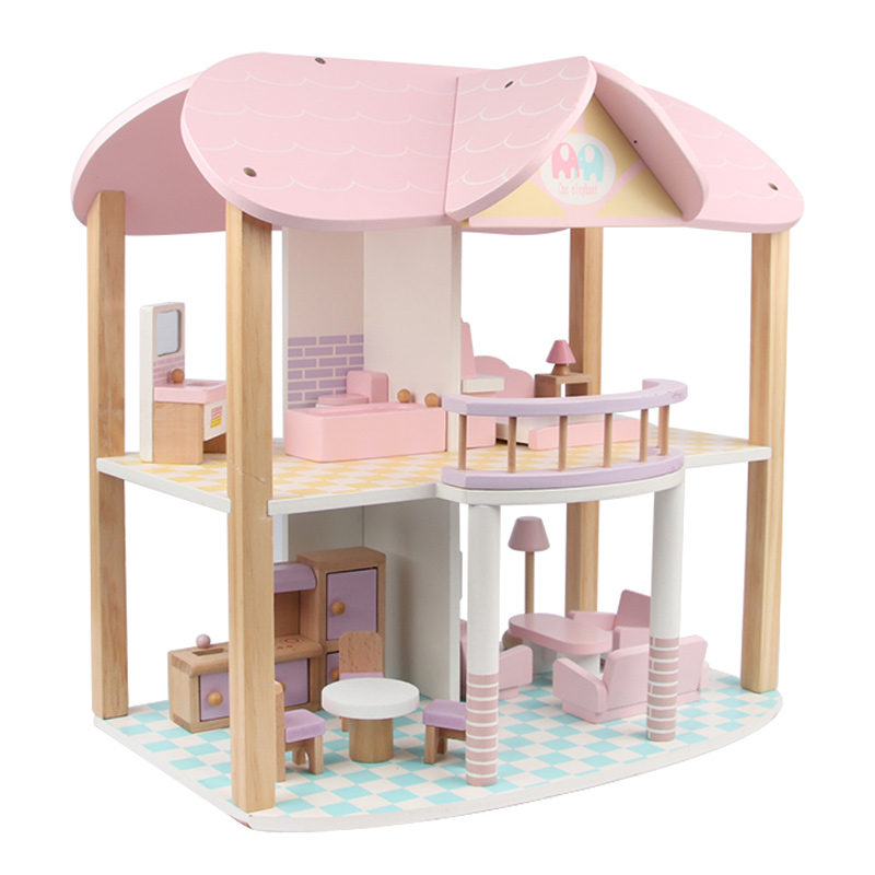 女の子のためのピンクのヴィラプレイハウス木製おもちゃふり