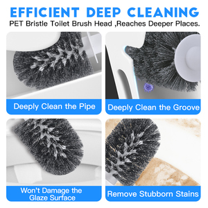 OKKiHOME Tiefenreinigungs-Toiletten bürste und Halter Toiletten schüssel mit langem Griff, Kunststoff halter Leicht zu verstecken, tropf fest - Product Image 2
