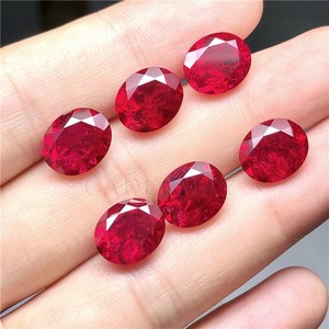 Oval Synthetic Ruby Loose Stone Red Gemstone For Jewelry Making - Product Image 1