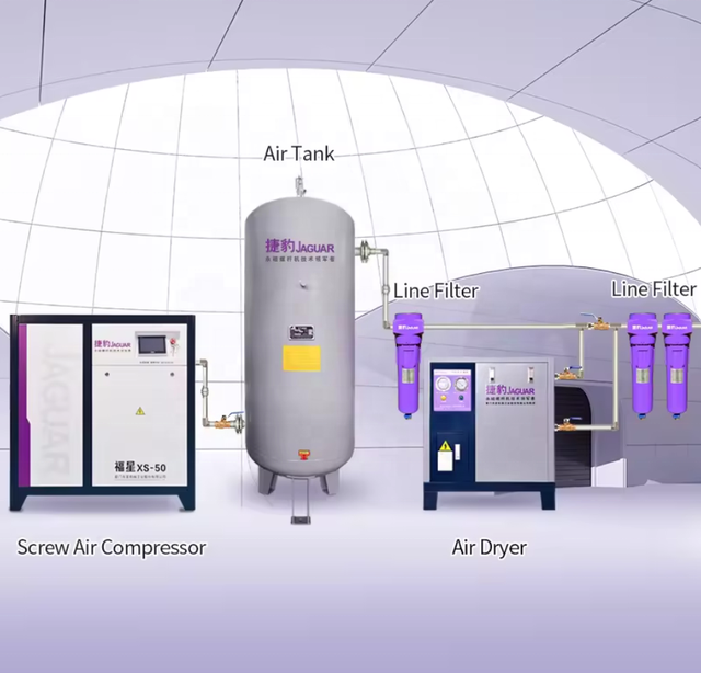 JAGUAR AIR COMPRESSOR SET for COLOUR SORTER USE WITH AIR REERIGERATION DRYER, EMPTY GAS TANK MODEL XS-60/8 POWER 45KW