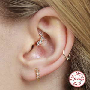 CANNER S925 Pendientes de Aro de Plata de Ley con Zirconia Marquise Ojo de Caballo y Diamante para Piercing de Cartílago, Joyería, Diámetro Interior 8mm - Product Image 6