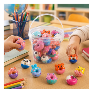 Jouet anti-stress en mousse PU en forme de beignet, animaux (Renard, Lapin, Cochon, Chat, Panda, Poussin), pour bureau, apaisant, stimulant la concentration, récompense, fournisseur export - Product Image 6