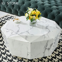 Boule ronde en pierre beige de conception nordique avec socle en marbre Table basse de meubles de salon
