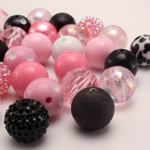 Yantuo 50 cái hạt tiêu cự 20mm màu hồng + Đen Trắng mô hình con bò DIY hỗn hợp màu sắc 3D Thạch Loose hạt Bộ - Product Image 3