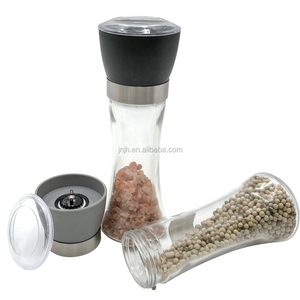 Wholesale <strong>180ml</strong> Adjustable Manual Pepper Mill Glass Bottle Ceramic Core Stainless Steel Chili Salt and Pepper <strong>Grinder</strong>