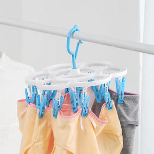 16-Clips Folding Clothes <b>dryer</b> <b>Hanger</b> Children Adults Clothes <b>Dryer</b> Windproof <b>Socks</b> Underwear Plastic Drying Rack Organizer - Product Image 4