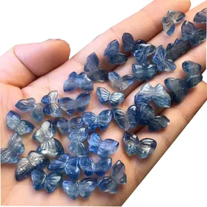 자연 치유 크리스탈 반 귀중한 돌 나비 조각 미니 선물을위한 블루 kyanite 청색석 나비