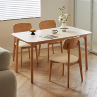 Table à manger ronde moderne et durable en bois massif de qualité supérieure pour 4 personnes avec pieds en bois