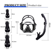 Ensemble de plongée professionnel 3 pièces, masque de plongée anti-fuite, tuba, palmes de natation portables, équipement de plongée pour adultes, idéal pour les voyages