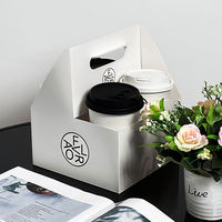 Support de tasses à café en carton ondulé biodégradable et écologique, personnalisable, portable pour 2/4/6 tasses à emporter