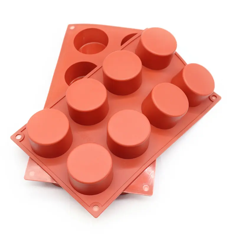 Fabriek Prijs Handgemaakte Zeep Siliconen Muffin Cakevorm 8 Cilinder Gaten Tray Mould