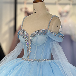 Robe de bal en mousseline bleu clair avec appliqués, style vintage, pour Quinceañera, Vestidos de 15 Años, fête Sweet 16, référence Dy20254 - Product Image 2