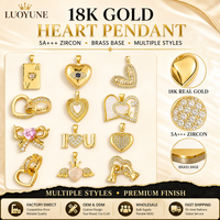 LUOYUNE Vente en gros Collier unisexe tendance en laiton plaqué or 18 carats avec pendentif cœur micro-incrusté de zircon cubique, cadeau