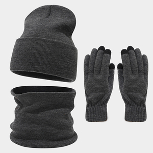 Lot de bonnets et gants d'hiver avec cache-cou, personnalisable avec logo, pour enfants et adultes, en acrylique <span class=keywords><strong>tricot</strong></span>é, ensemble bonnet, écharpe et cache-cou - Product Image 1