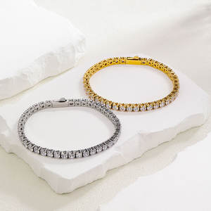 Pulsera y brazalete de moda de acero inoxidable 316L resistente al agua y al deslustre, chapado en oro de 14K y 18K, pulsera tipo tenis para mujer - Product Image 5