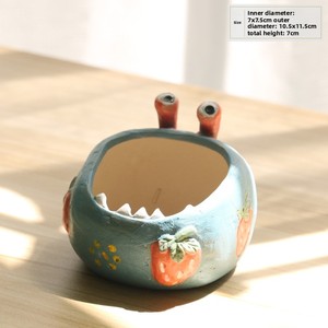 Maceta <span class=keywords><strong>de</strong></span> Suculentas <span class=keywords><strong>con</strong></span> Diseño <span class=keywords><strong>de</strong></span> Monstruo Adorable - Maceta <span class=keywords><strong>de</strong></span> Cerámica Rústica Pintada a Mano <span class=keywords><strong>con</strong></span> Ojos para Decoración <span class=keywords><strong>de</strong></span> Escritorio, Hogar y Jardín - Product Image 3