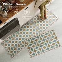 Luxury Durable Kitchen Strip Rug Set Checkered Pattern Non-Slip Water- Oil-Absorbent Polyester Carpet; Drop Shipping Available