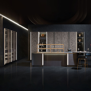 OPPOLIA EAC Meubles de cuisine modernes sans poignées pour projet d'îlot, laque brillante, pour hôtels et appartements, commande en gros, style européen - Product Image 1
