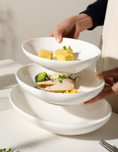 Nested Oval Deep <b>Ceramic</b> Plate Multi Size <b>Egg</b> Shape Soup Fish Dish Premium Hotel Wedding Banquet Custom Logo Bulk Wholesale - Product Image 4